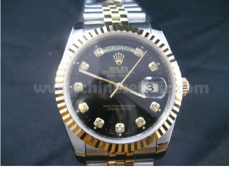 Rolex Jubilee Daydate 2-Tone Men's Black Face Copy Watch